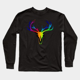 Radiant Antlers: Rainbow Pride Deer Skull Long Sleeve T-Shirt